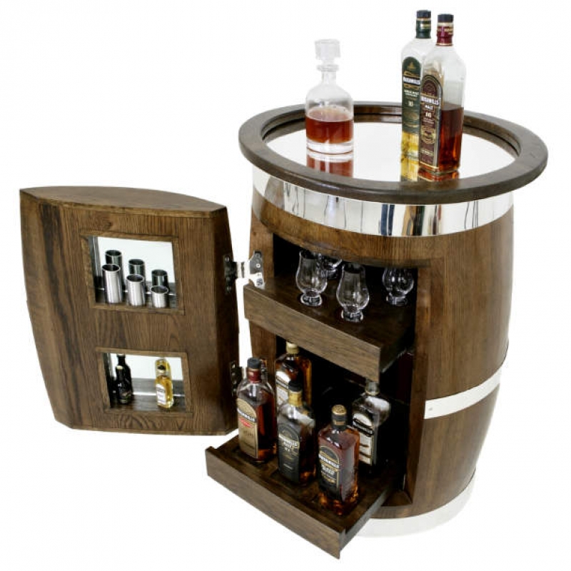 Wooden barrel shop drinks cabinet
